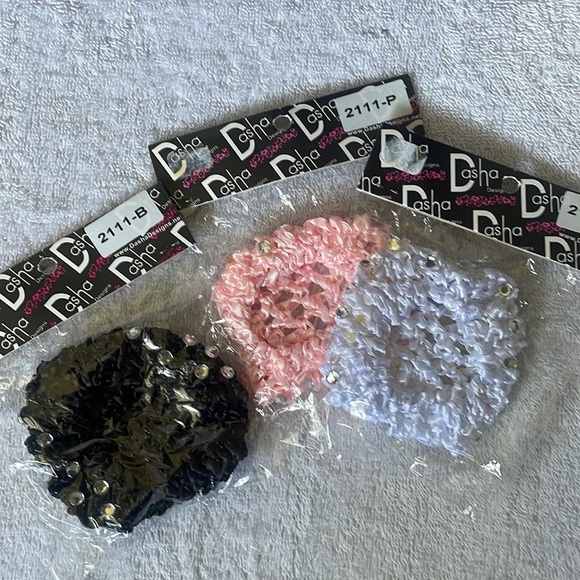 Dasha Designs - 3 pack Rhinestone (Crystal) crocheted bun covers - ballet dancer - Picture 8 of 14